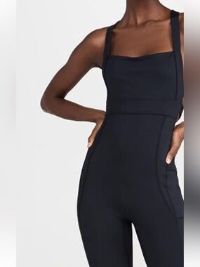 free people movement xs faux suede Black Women's Stretch Jumpsuit